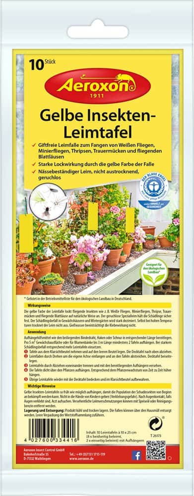 10 י"ח מדבקה ללכידת חרקים באדניות במרפסות/לובי מיוצר בגרמניה