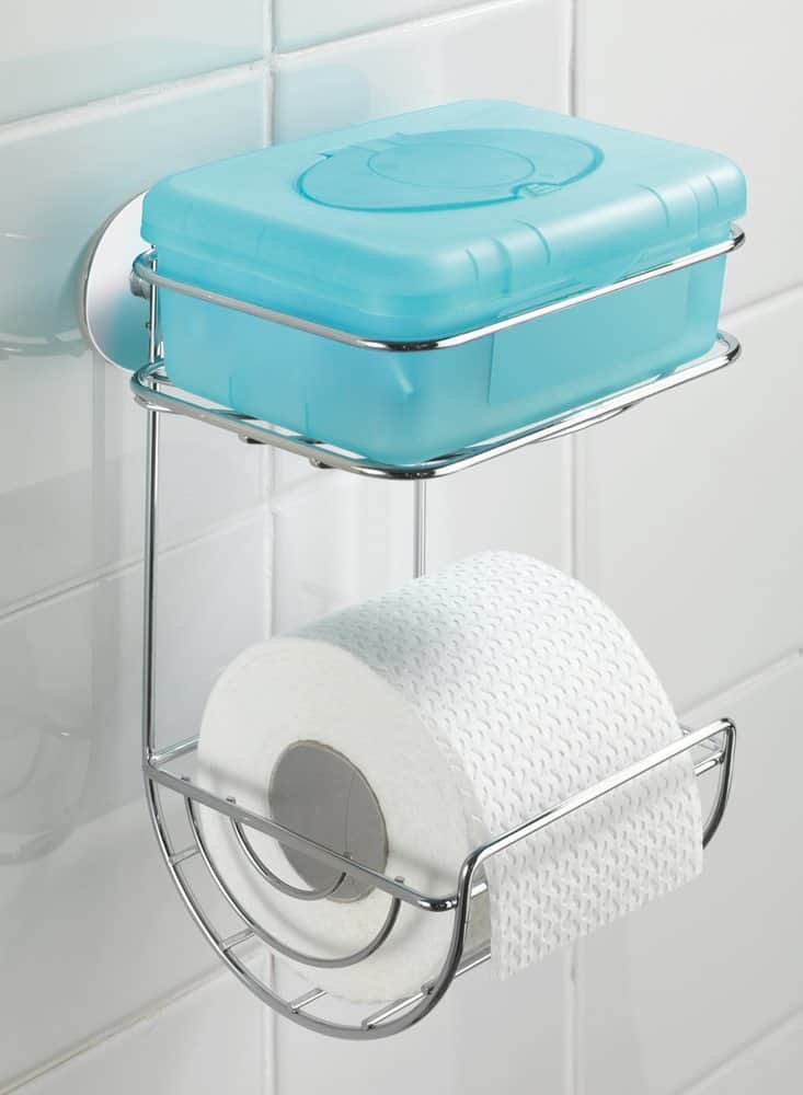 מתלה לניר טואלט + מגבונים נצמד בהדבקה חזקה ללא קידוח מכרום WENKO {מגיע ללא הקופסת מגבונים שבתמונה}