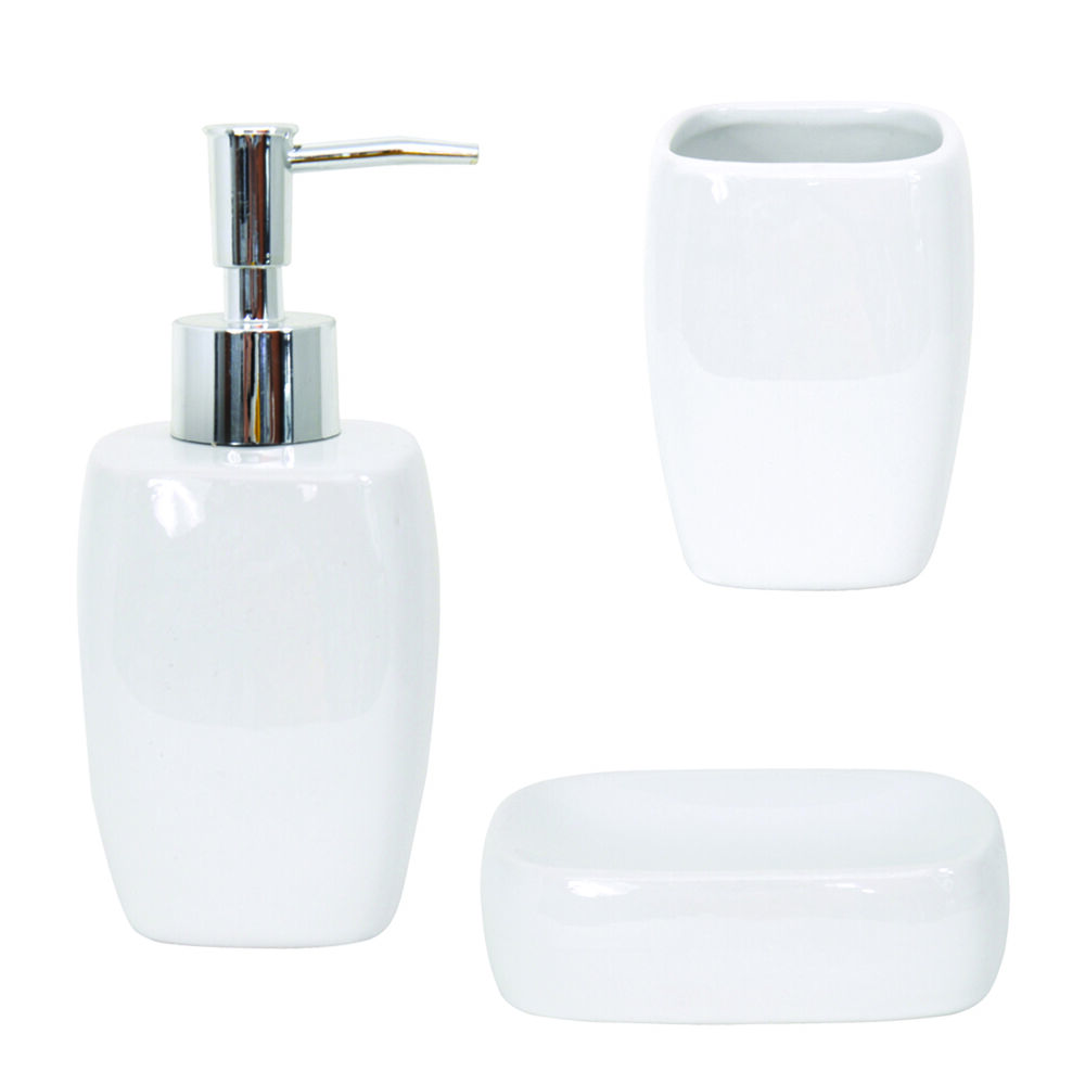סט אביזרי אמבטיה מקרמיקה בצבע לבן