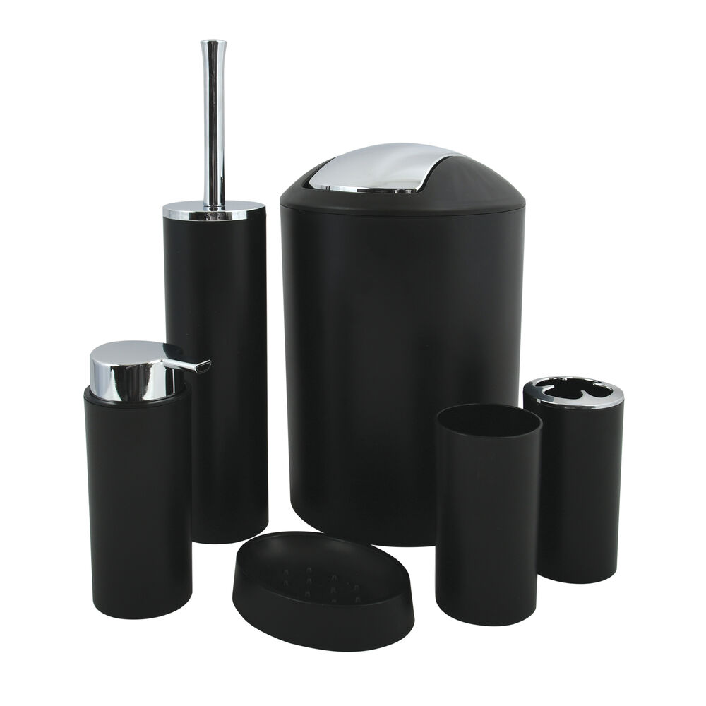 סט 6 אביזרי אמבטיה ושרותים בצבע שחור