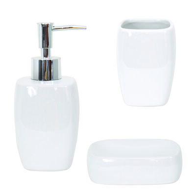סט אביזרי אמבטיה מקרמיקה בצבע לבן