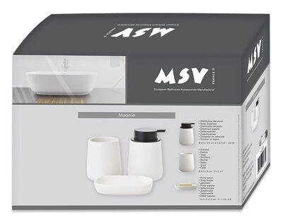 סט אביזרי אמבטיה מקרמיקה מעוצב- בצבע לבן