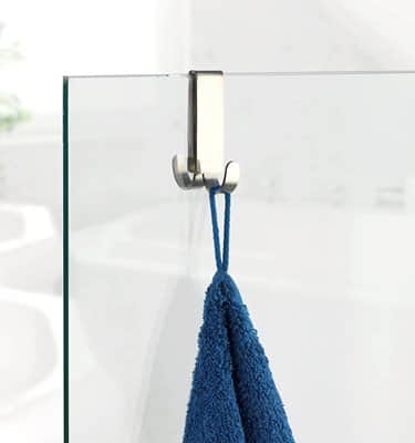 מתלה דו צדדי נתלה על דלת המקלחון צבע כסף מט